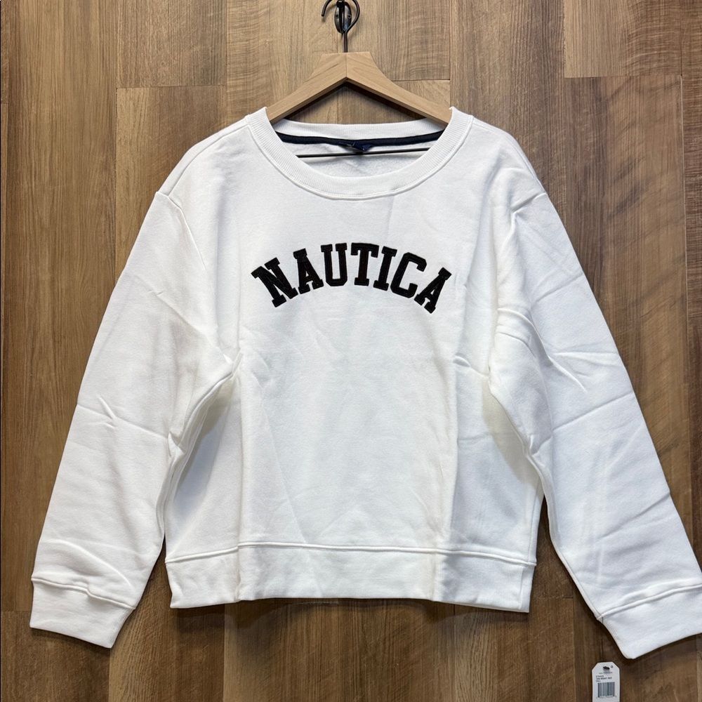 Nautica - White Crewneck with Black Lettering